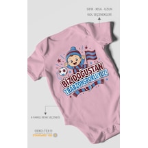 Morivokids Biz Doğuştan Trabzonsporluyum Kısa Kollu Bebek Body %100 Pamuk Koyu Pembe