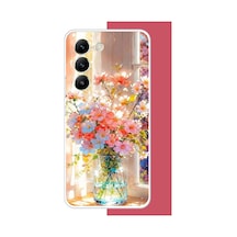 Vivo V30 Lite Uyumlu Vazodaki Çiçek Baskılı Silikon Kılıf Renkli