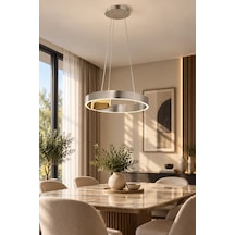 Modern Premium Halka 3 Renkli Ledli Sarkıt Avizesi Platin Salon Mutfak Oturma Odası Modelleri 60w Diğer