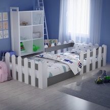 Tuliplifeyapımarket Tuliplife Montessori Karyola Beyaz-Antrasit Çocuk Yatağı -305