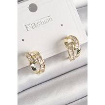 Pirinç Gold Renk Zirkon Taşlı Zincir Model Kadın Küpe Diğer