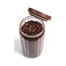 Akasya Kapaklı Çizgili Cam Kavanoz 1000ml /1 Litre Hava Geçirmez, Modern Fitilli Tasarım Gıda Saklama Kabı Kahve, Çay, Kuruyemiş Ve Bakliyat Kavanozu 9x20cm 7009