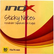 İnox 75X75 Yapışkanlı Not Kağıdı Fosforlu Turuncu 80 Yp.