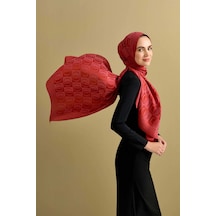 Imannoor Dama Desen Kiremit Naia Pamuk Şal 70x200 Kiremit