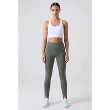 Tommy Life Haki Standart Fit Esnek Spor Performans Kadın Topuklu Tayt - 94685