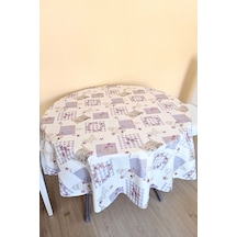 Altı Astarlı Yuvarlak Muşamba Masa Örtüsü - 140 Cm Çap - Elg10