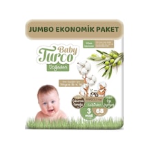 Baby Turco Doğadan Bebek Bezi 3 Numara Midi Jumbo Ekonomik Paket 68 Adet
