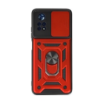 Poco X4 Pro 5g Kılıf Pars Lens Yüzüklü Silikon - Kırmızı Bz8683140441258