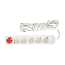 Almera 6'lı Topraklı Grup Priz 5 Metre Beyaz