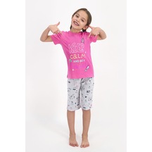 Rolypoly Keep Calm And Be A Unicorn Pembe Kız Çocuk Kapri Takım Pembe