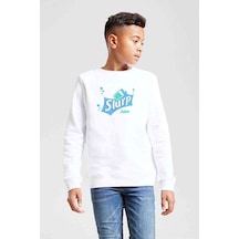 Tshirthane Slurp Juice Baskılı Unisex Çocuk Beyaz Sweatshirt Beyaz