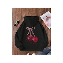 Herkesemoda Arka Baskı Detaylı İçi Polarlı Kapüşonlu Sweatshirt Siyah