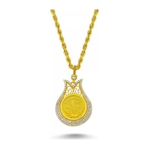 Sembolgold Altın Osmanlı Tugralı Taşlı Kolye Lale Model