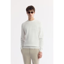 Avva Erkek Ekru Bisiklet Yaka Dokulu Rayon Tüylenmeyen Regular Fit Triko Kazak A51y5022