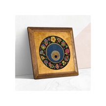 Pinecone Nazar Boncuğu Taş Duvar Tablosu - Ahşap Çerçeveli Taş Tablo - 25x25 Cm - Dekoratif Duvar Sanatı - Modern