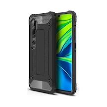 Kilifone - Xiaomi Mi Note 10 Lite Uyumlu - Kılıf Çift Katman Koruyucu Crash Military Tank Kılıf - Siyah Siyah