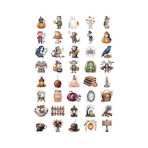 Cadılar Bayramı Suluboya Estetik Sticker Seti 40 Adet Ajanda Scrapbook Journal Planner Çıkartma Çok Renkli