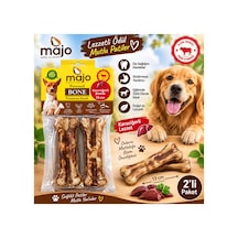 Majo Karaciğerli Köpek Pres Kemik 13 Cm 2 Li Paket Doğal Sığır Eti Çiğneme Ödülü