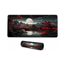 Zen Xxl Mouse Pad 90x40 Cm, Büyük Masa Matı, 3 Mm Dikişli Kenar, Kaymaz Kauçuk Taban, Gaming Mousepad Crimson Temple