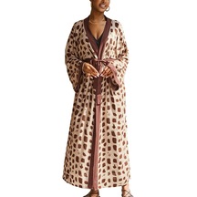 Yucama Kadın Yaz Boho Hırka Elbise Plaj Örtbas Kimono Bir Boyut Bornoz - Bir Kahve