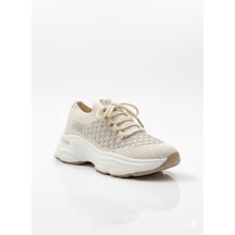 Voyager Taşlı Bağcıklı Triko Kalın Taban Kadın Sneaker Ayakkabı B064 Bej