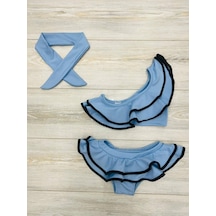 My Kids Wear Kız Çocuk Fırfırlı Ikili Bikini Takım Kırmızı - Beyaz