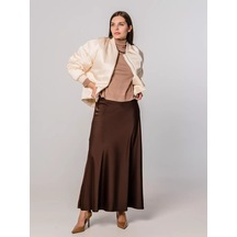 Foxı18 Satenden Maksi Etek 167690524 Kahverengi