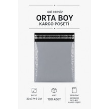 Gri Cepsiz Orta Boy Kargo Poşeti 30x37+5 Cm 100 Adet