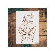 Kk Swords Stencil Tasarım S135 Kelebek Desen - Dekoratif Duvar Ve Eşya Boyama Şablonları 21x30 Cm