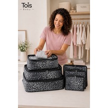 Tois Baby Bebek 6'lı Desenli Fileli Bavul Valiz Içi Düzenleyici Hurç Organizer Gri