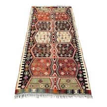 El Dokuma Malatya Akçadağ Kilimi Çift Kanat 155x300 Kök Boya %100 Yün Kilim