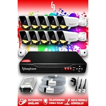 Bayicam 10 Kameralı Süper 10 Dış Kamera Set HDD'siz 5 MP 2K Renkli Gece Görüşlü Güvenlik Kamerası Sistemi