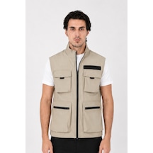 Camp Scoutland Camp450 Outdoor Tactical Çok Cepli Su İticili Erkek Mevsimlik Taktik Likralı Yelek Bej