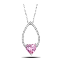 Casera's Gümüş Pembe Taşlı Kalp Kadın Kolye Csr2181258 Gümüş