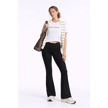 Fashion Friends Çapraz Kemerli Yüksek Bel Bol Paça Tayt Bayan Tayt 26y0714k1 Siyah