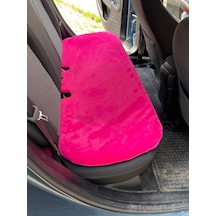 Yumuşak Tüylü Peluş Serme Oto Koltuk Koruyucu Minder Arka Fuşya Pembe 11
