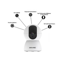 Onvec Akıllı Kamera X100, 1080p Full Hd, Hareket Tespit Ve Takibi, 360 , 5m Gece Görüşü, Çift Yönlü Sesli İletişim, Bulut/yerel Depolama, İç Mekan Wi-fi Güvenlik Kamerası