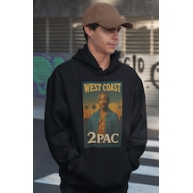 Sevbano West Coast Tupac Rapper Baskılı Unisex Oversize 2pac Şarkıcı Hood Siyah