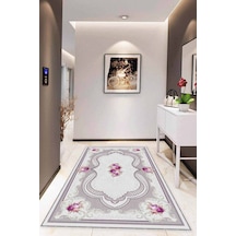 Pembe Klasik Göbekli Kaymaz Tabanlı Dekoratif Halı Mk40n11