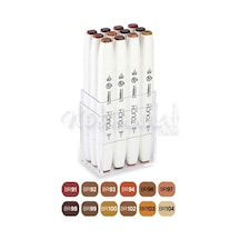 Touch Twin Brush Marker Kalem 12Li Set Ahşap Renkler