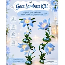 Çan Çiçeği Gece Lambası Kit Seti,renk Açık Mavi, Tel Şönilden Tüylü Şönil Seti