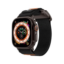 Apple Watch Ultra 49mm Uyumlu Krd-154 Naylon Kumaş Hasır Örgülü Kordon - Siyah