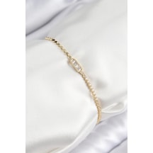 Mey İthalat Pirinç Zirkon Taşlı Dikdörtgen Model Ezme Zincir Gold Renk Kadın Bileklik - Özel Seri Meyeb6880d25162f0320be400ad08 Altın