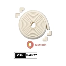 4’lü Köşe + 2m Krem Kalın Kenar Koruyucu Set – Bebek & Çocuk Güvenliği İçin, 3M Bantlı Koruma Paketi