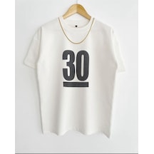 Flood Of Style Erkek Beyaz 30 Baskılı Oversize Bisiklet Yaka Kısa Kollu T-shirt