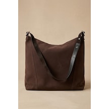 Vellbags Şık Kahverengi Kadın Omuz Çantası Fermuarlı Modern Tasarım Acı Kahverengi