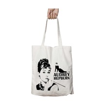 Art Hediye Audrey Hepburn Makyaj İki Tarafı Kalıcı Baskılı Yıkanabilir Okul Plaj Omuz Bez Çantası Çok Renkli