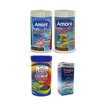 Malawi Mix, Cichlid Mix ve Colour 3x250ml Balık Yemi ve Vitamini