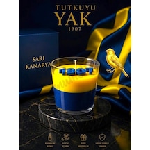 Mumelia Milyonların Kalbinde - Doğal Soya Dekoratif Taraftar Mum - Sarı-lacivert