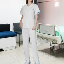 Suntek Kadın Erkek Scrubs Set Modern Dayanıklı Klasik Xl-beyaz